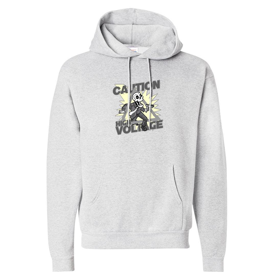 Indigo Haze 5s Hoodie | Caution High Voltage, Ash