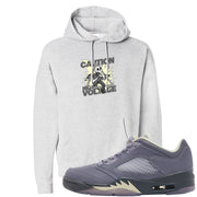 Indigo Haze 5s Hoodie | Caution High Voltage, Ash