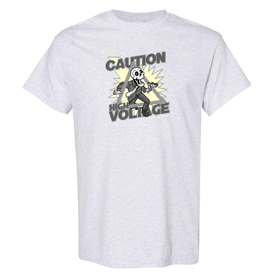 Indigo Haze 5s T Shirt | Caution High Voltage, Ash