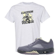 Indigo Haze 5s T Shirt | Caution High Voltage, Ash