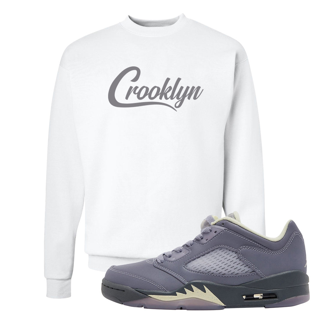 Indigo Haze 5s Crewneck Sweatshirt | Crooklyn, White