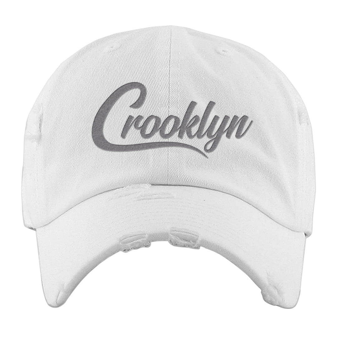 Indigo Haze 5s Distressed Dad Hat | Crooklyn, White