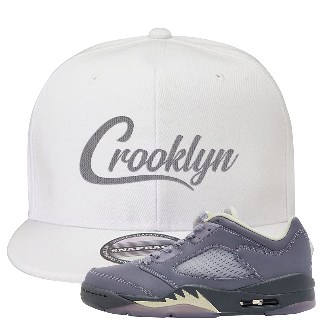 Indigo Haze 5s Snapback Hat | Crooklyn, White