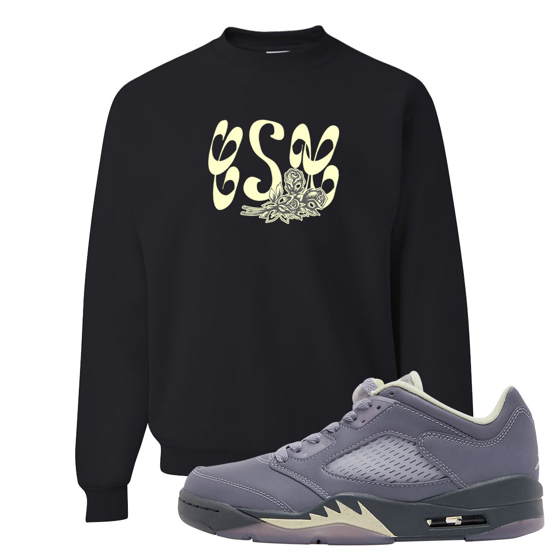 Indigo Haze 5s Crewneck Sweatshirt | Certified Sneakerhead, Black