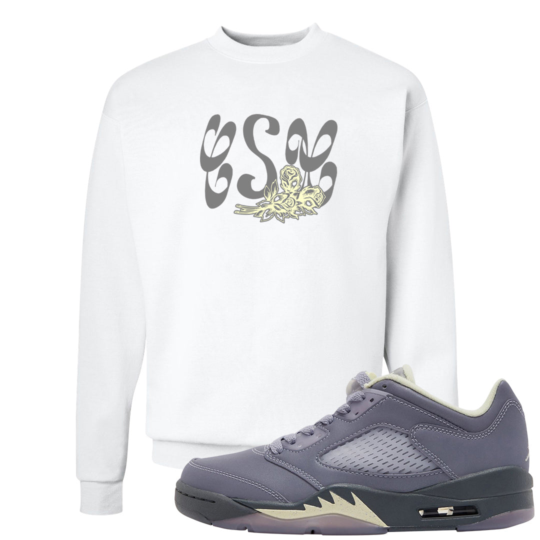 Indigo Haze 5s Crewneck Sweatshirt | Certified Sneakerhead, White