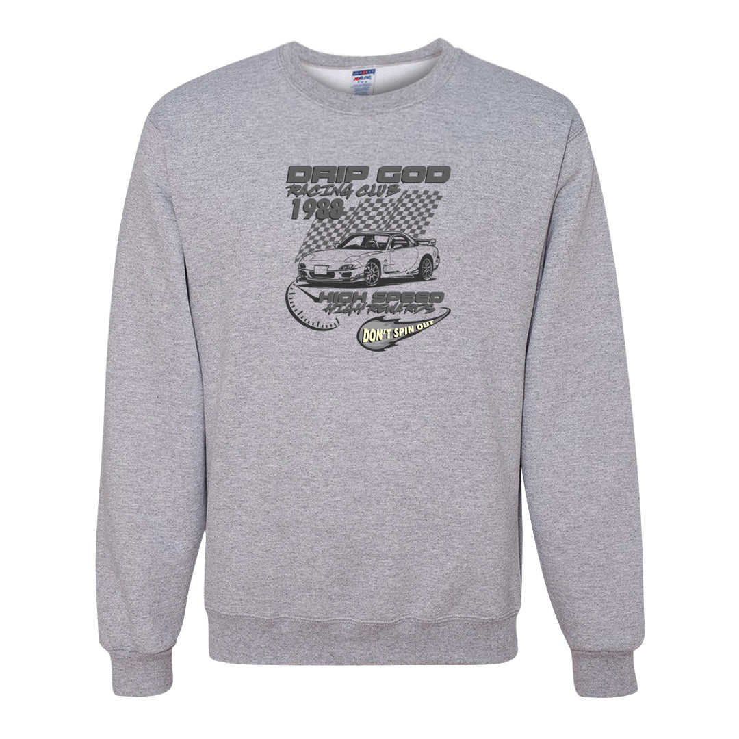 Indigo Haze 5s Crewneck Sweatshirt | Drip God Racing Club, Ash