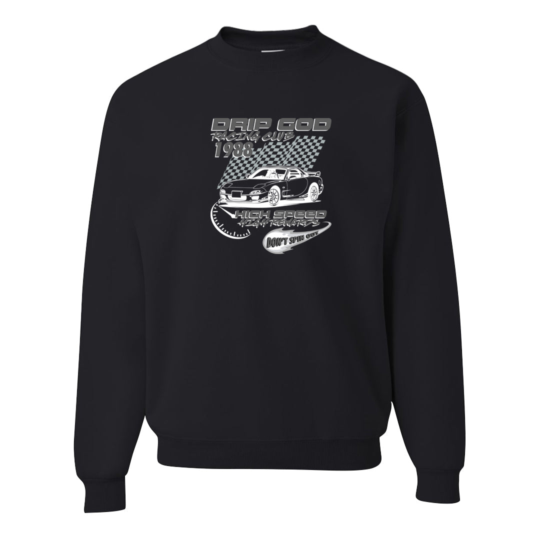 Indigo Haze 5s Crewneck Sweatshirt | Drip God Racing Club, Black