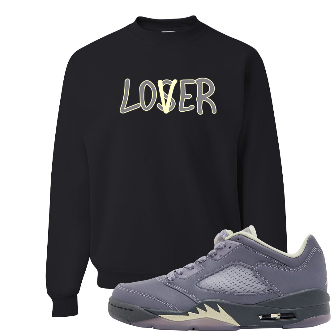 Indigo Haze 5s Crewneck Sweatshirt | Lover, Black