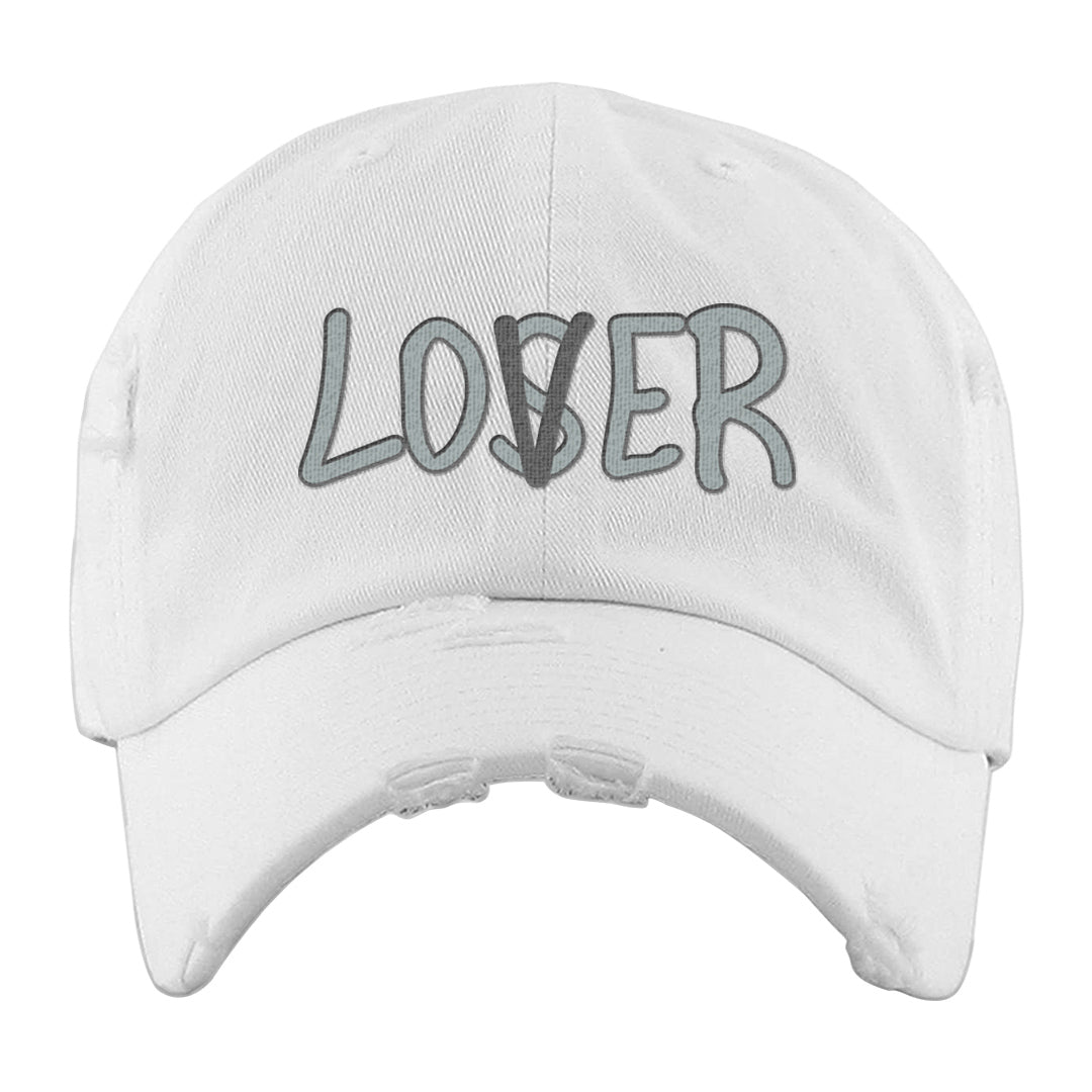 Indigo Haze 5s Distressed Dad Hat | Lover, White