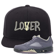 Indigo Haze 5s Snapback Hat | Lover, Black