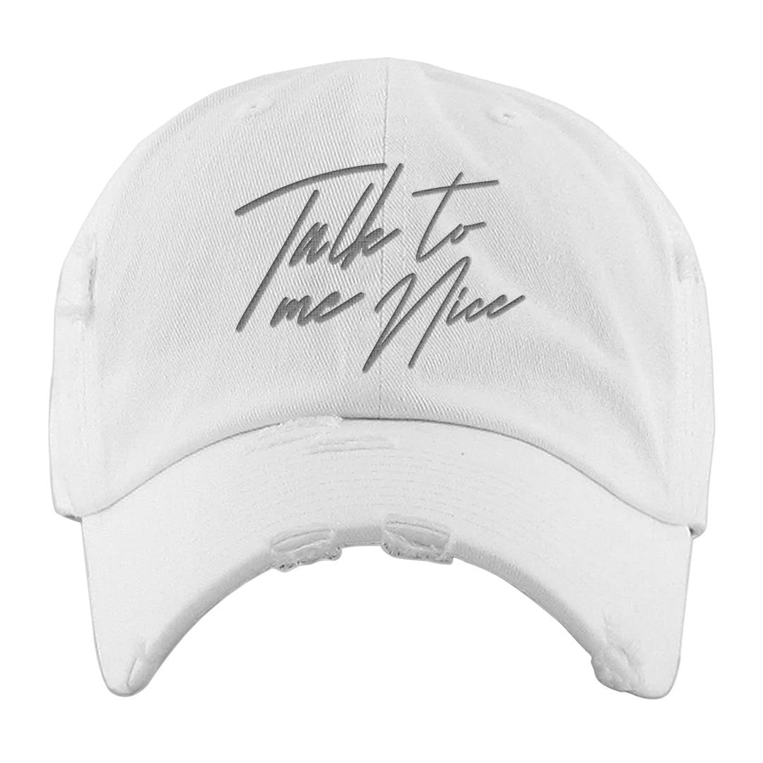 Indigo Haze 5s Distressed Dad Hat | Talk To Me Nice, White