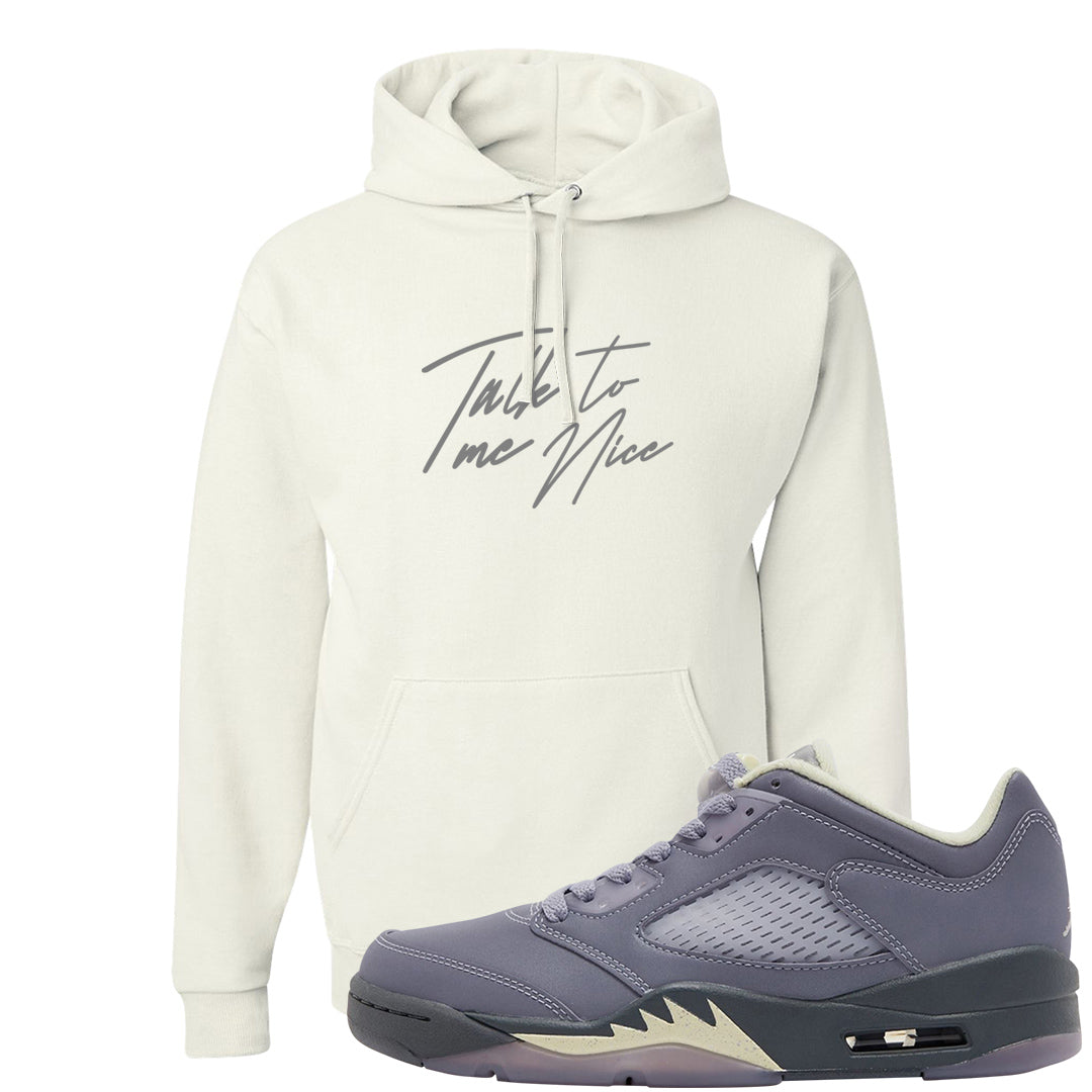 Indigo Haze 5s Hoodie | Talk To Me Nice, White