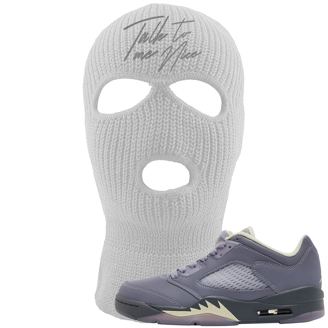 Indigo Haze 5s Ski Mask | Talk To Me Nice, White