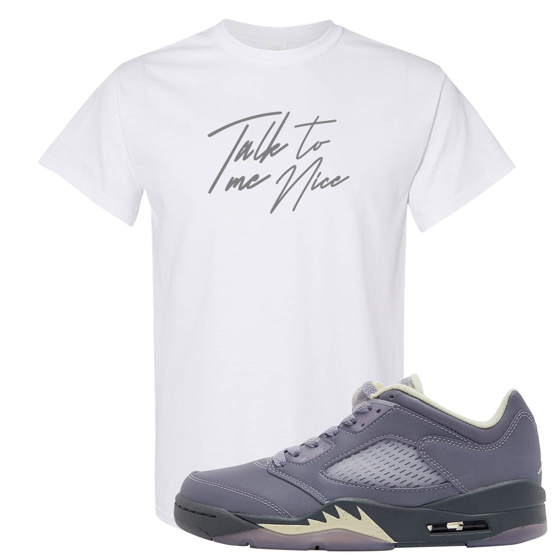 Indigo Haze 5s T Shirt | Talk To Me Nice, White