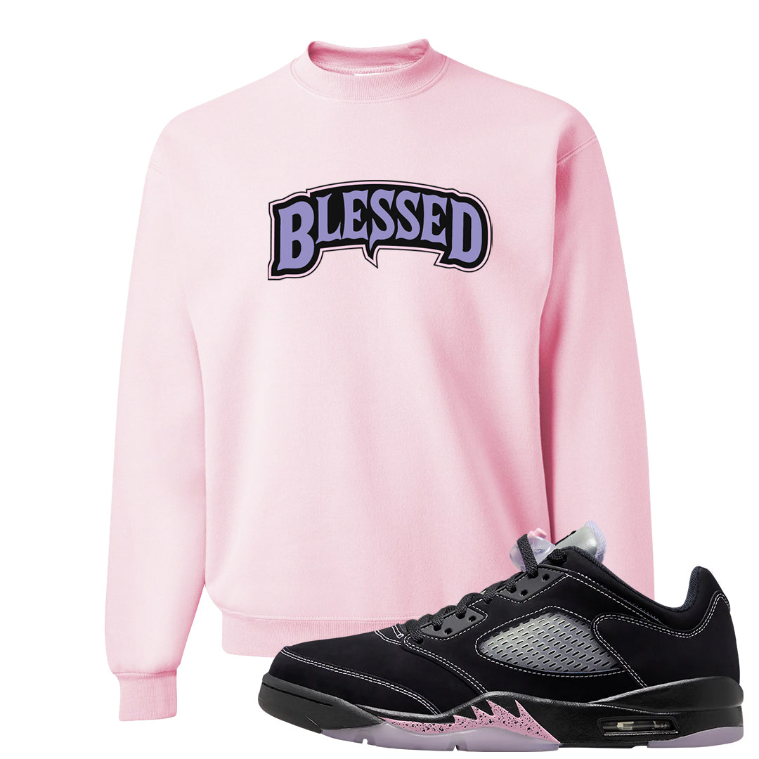 Dongdan Low 5s Crewneck Sweatshirt | Blessed Arch, Light Pink
