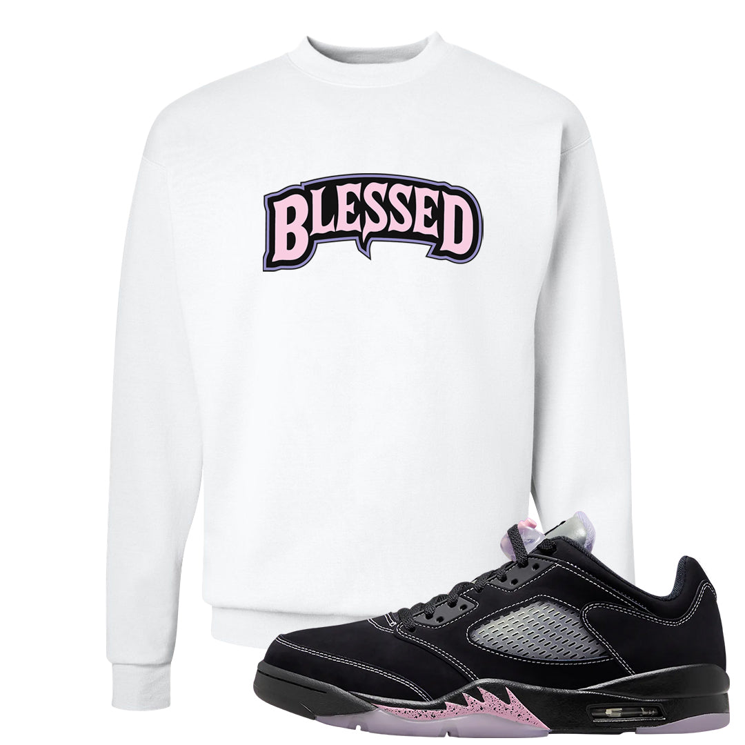 Dongdan Low 5s Crewneck Sweatshirt | Blessed Arch, White