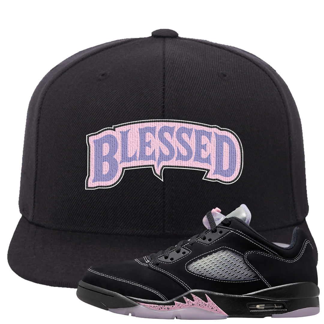 Dongdan Low 5s Snapback Hat | Blessed Arch, Black