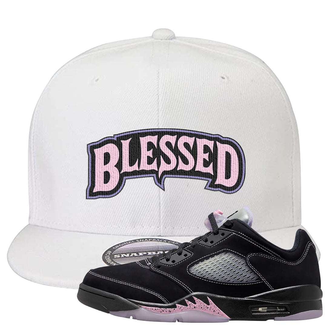 Dongdan Low 5s Snapback Hat | Blessed Arch, White