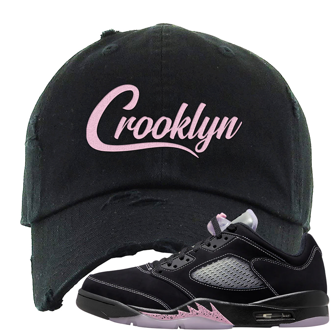 Dongdan Low 5s Distressed Dad Hat | Crooklyn, Black