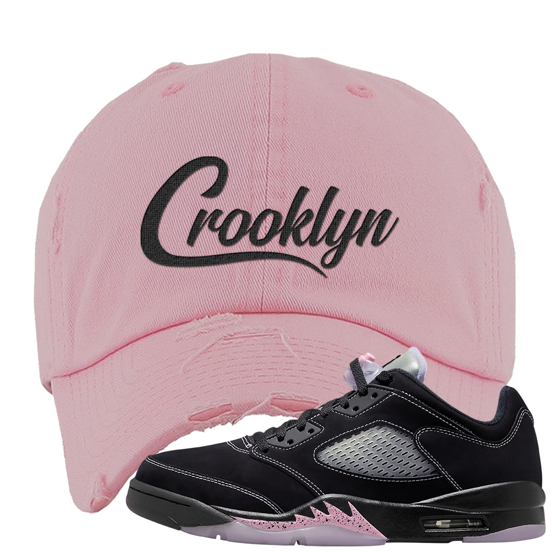 Dongdan Low 5s Distressed Dad Hat | Crooklyn, Light Pink