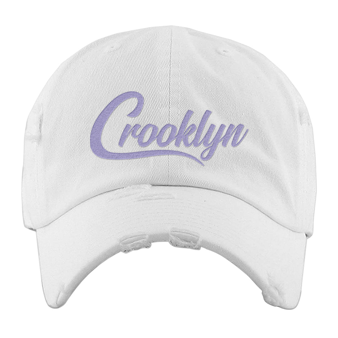 Dongdan Low 5s Distressed Dad Hat | Crooklyn, White