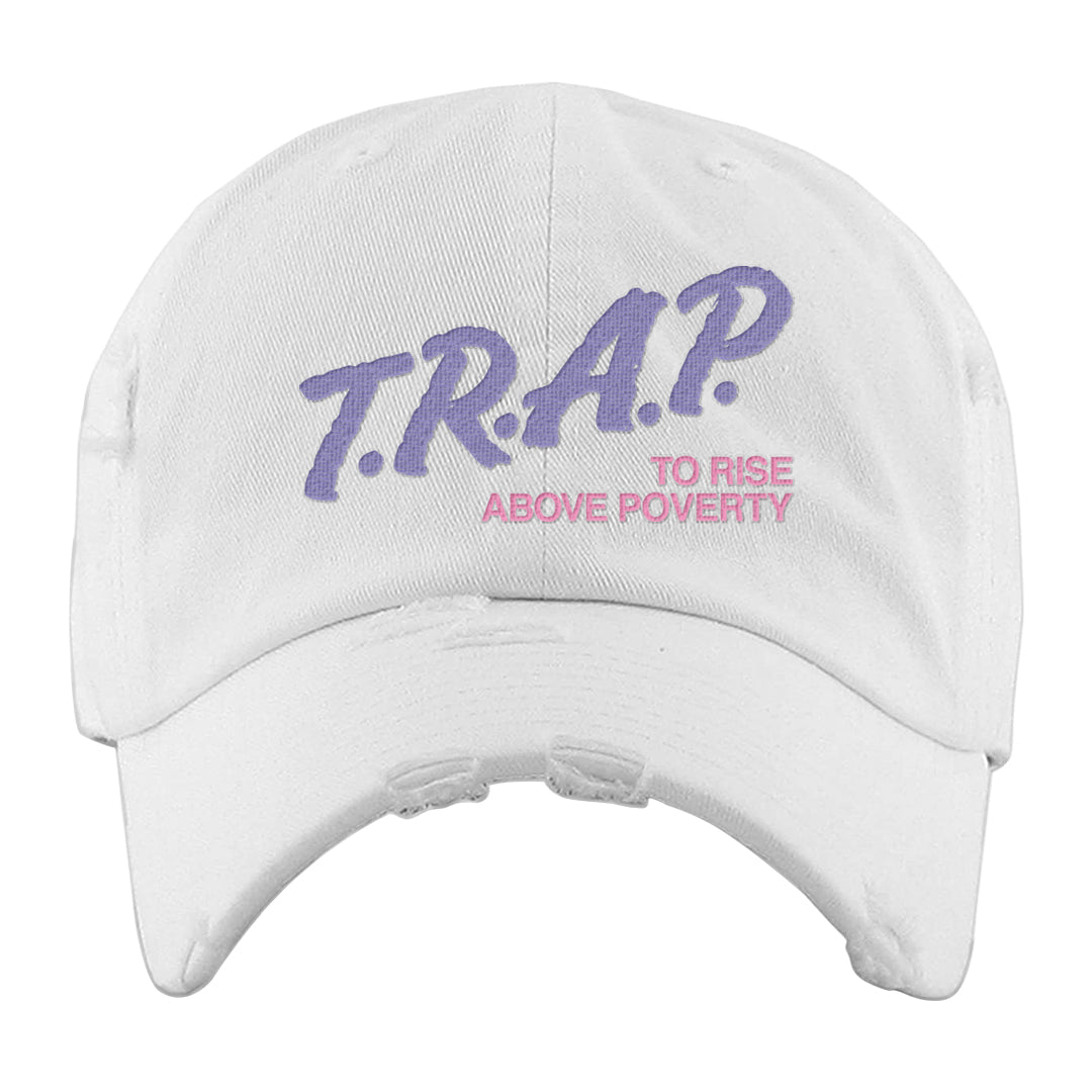 Dongdan Low 5s Distressed Dad Hat | Trap To Rise Above Poverty, White