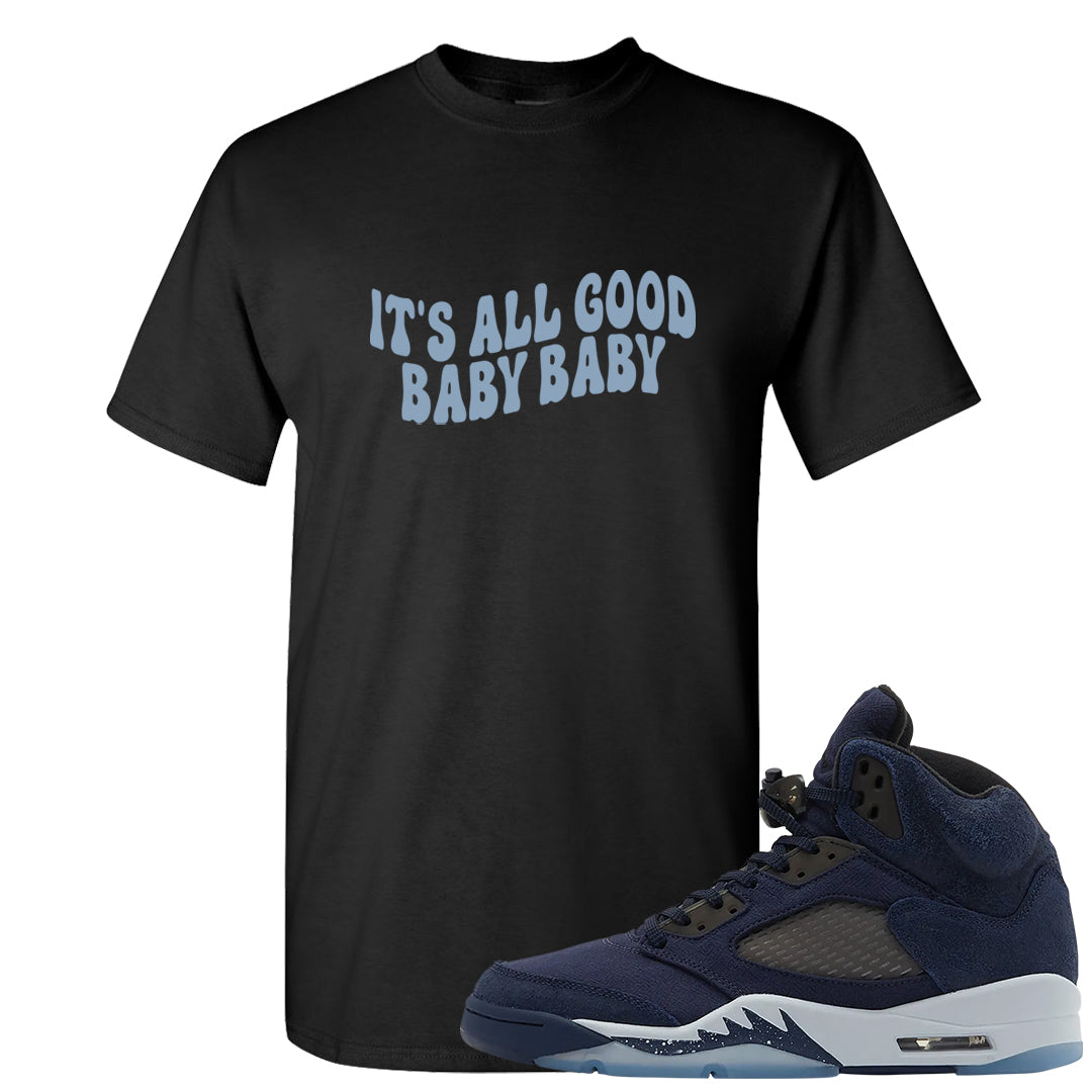 Midnight Navy 5s T Shirt | All Good Baby, Black