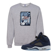 Midnight Navy 5s Crewneck Sweatshirt | Attack Of The Bear, Ash