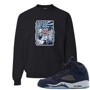 Midnight Navy 5s Crewneck Sweatshirt | Attack Of The Bear, Black