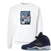 Midnight Navy 5s Crewneck Sweatshirt | Attack Of The Bear, White