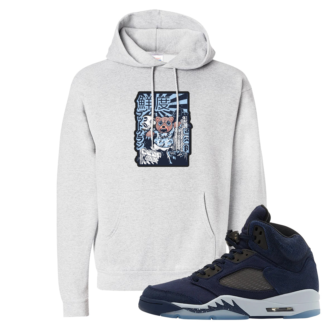 Midnight Navy 5s Hoodie | Attack Of The Bear, Ash