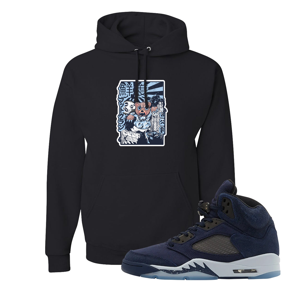 Midnight Navy 5s Hoodie | Attack Of The Bear, Black