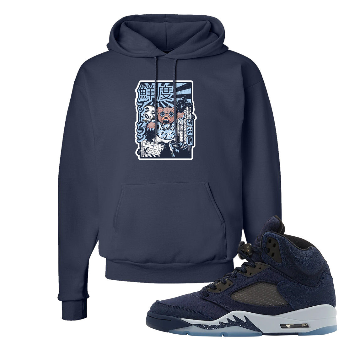 Midnight Navy 5s Hoodie | Attack Of The Bear, Navy