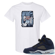 Midnight Navy 5s T Shirt | Attack Of The Bear, White