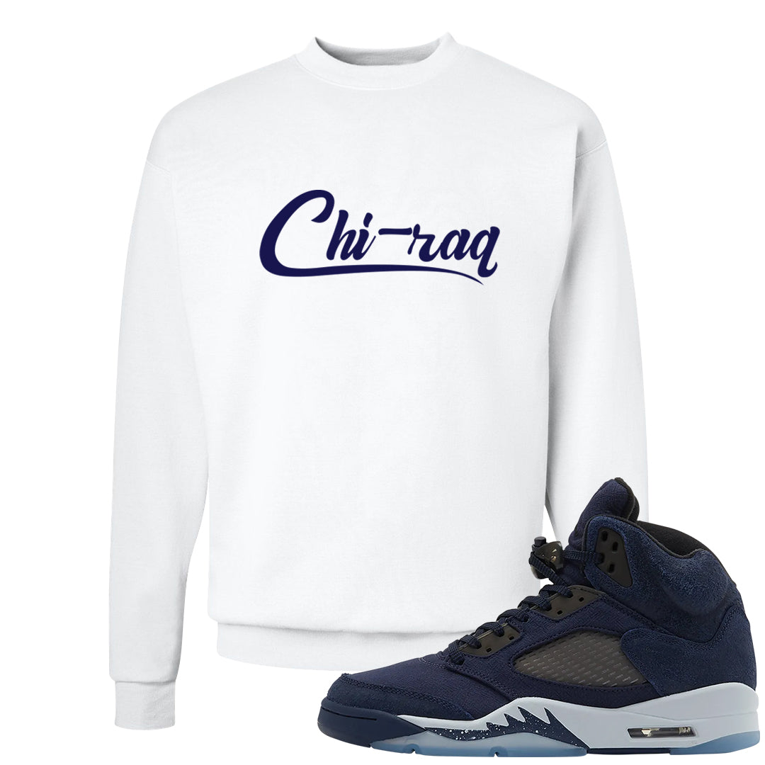 Midnight Navy 5s Crewneck Sweatshirt | Chiraq, White