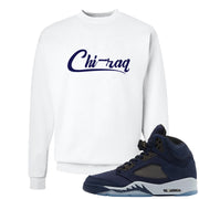 Midnight Navy 5s Crewneck Sweatshirt | Chiraq, White