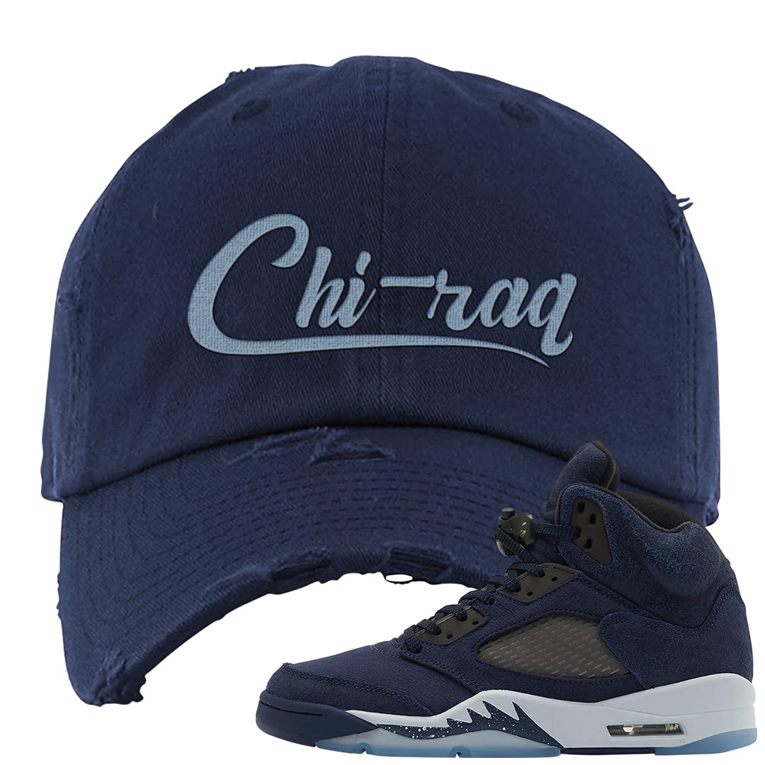 Midnight Navy 5s Distressed Dad Hat | Chiraq, Navy