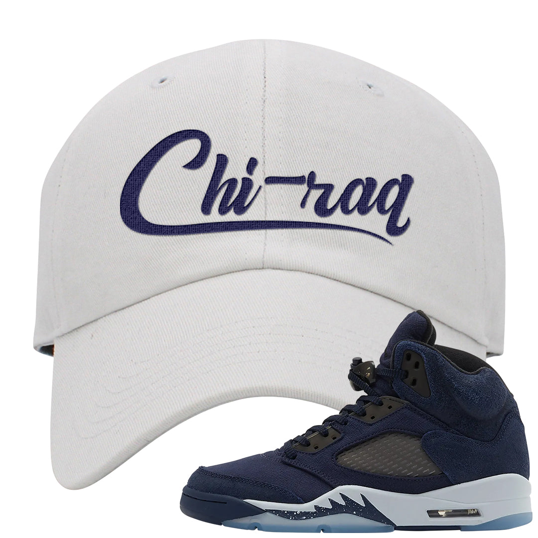 Midnight Navy 5s Dad Hat | Chiraq, White