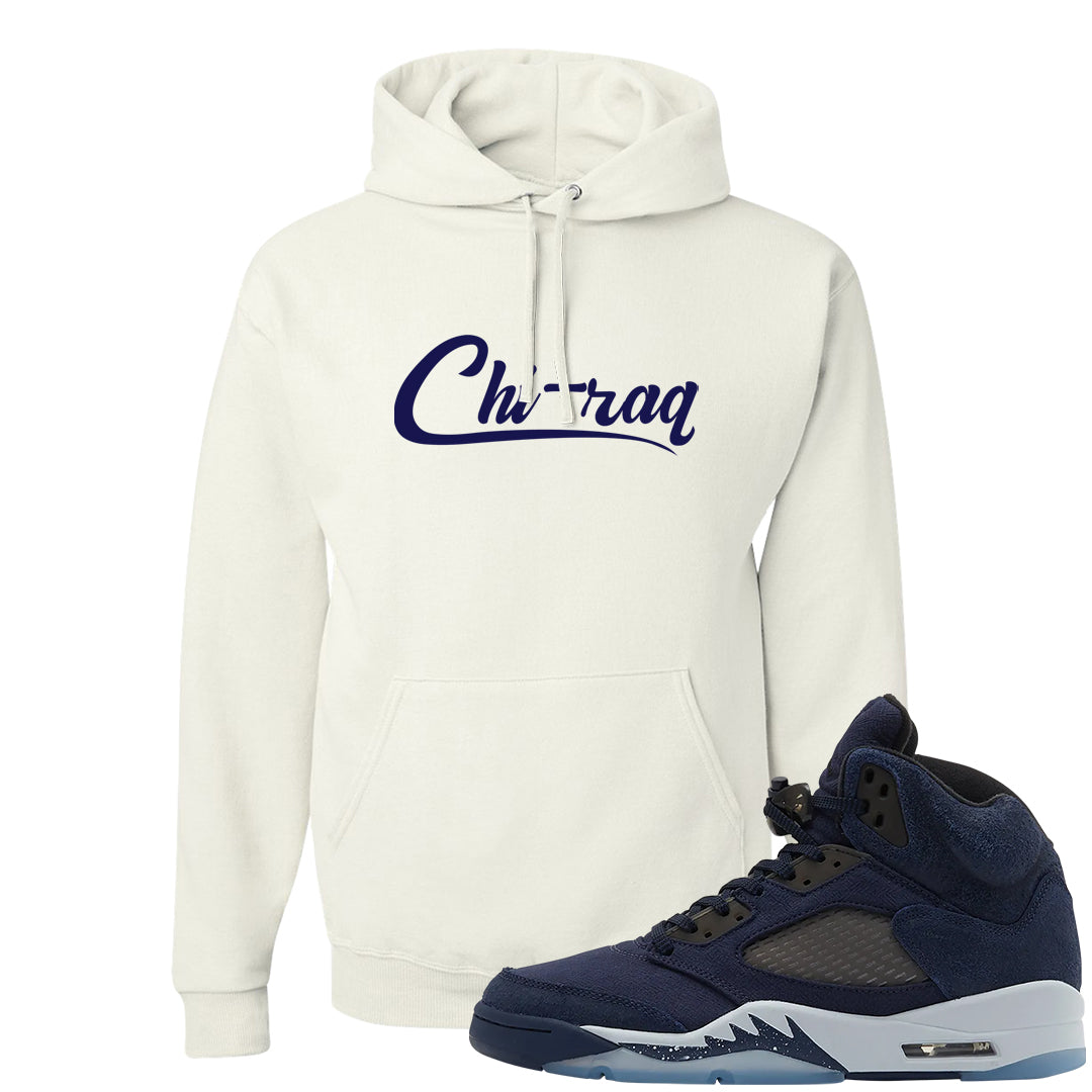 Midnight Navy 5s Hoodie | Chiraq, White