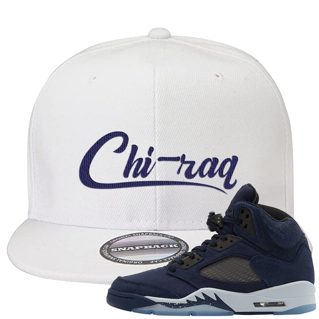 Midnight Navy 5s Snapback Hat | Chiraq, White