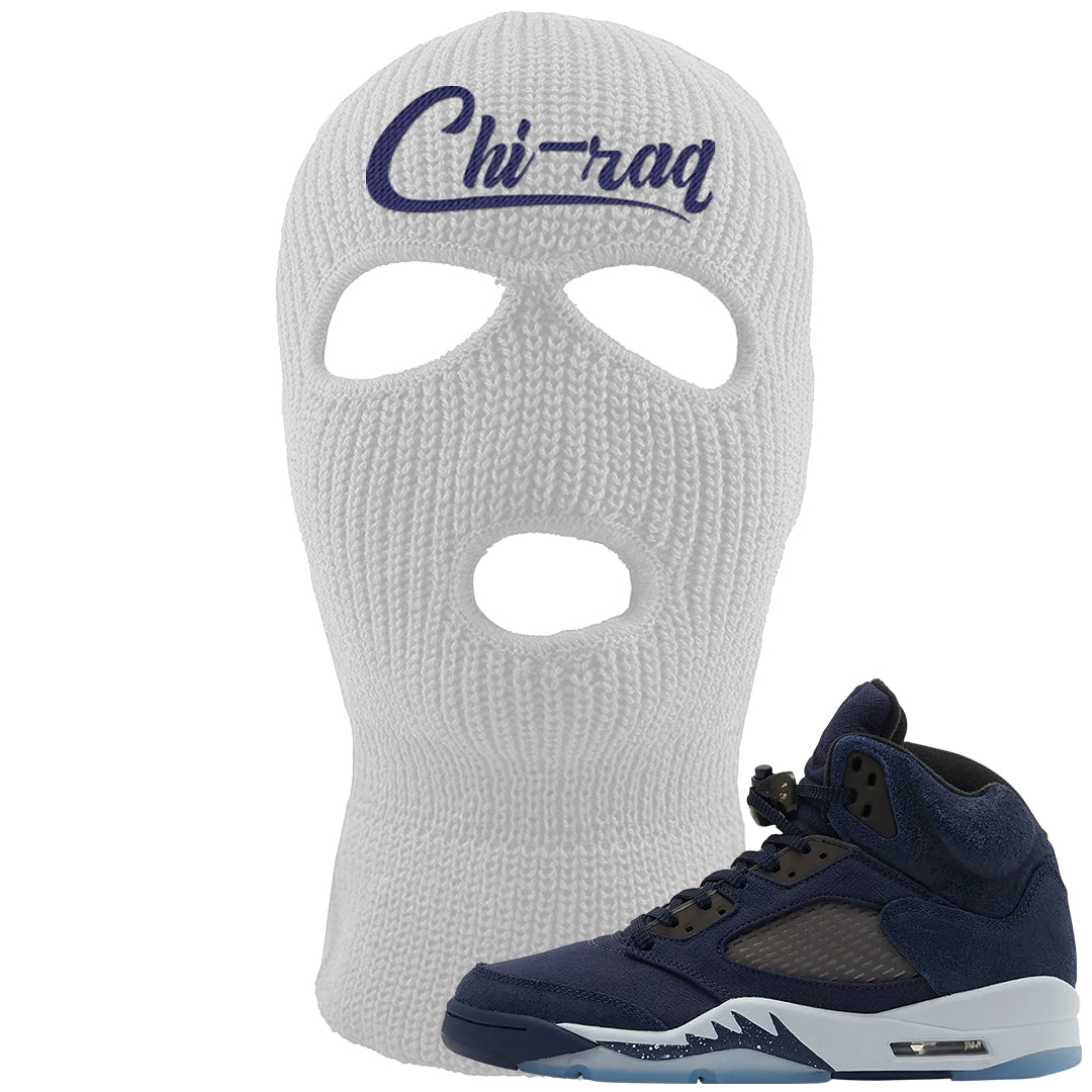 Midnight Navy 5s Ski Mask | Chiraq, White