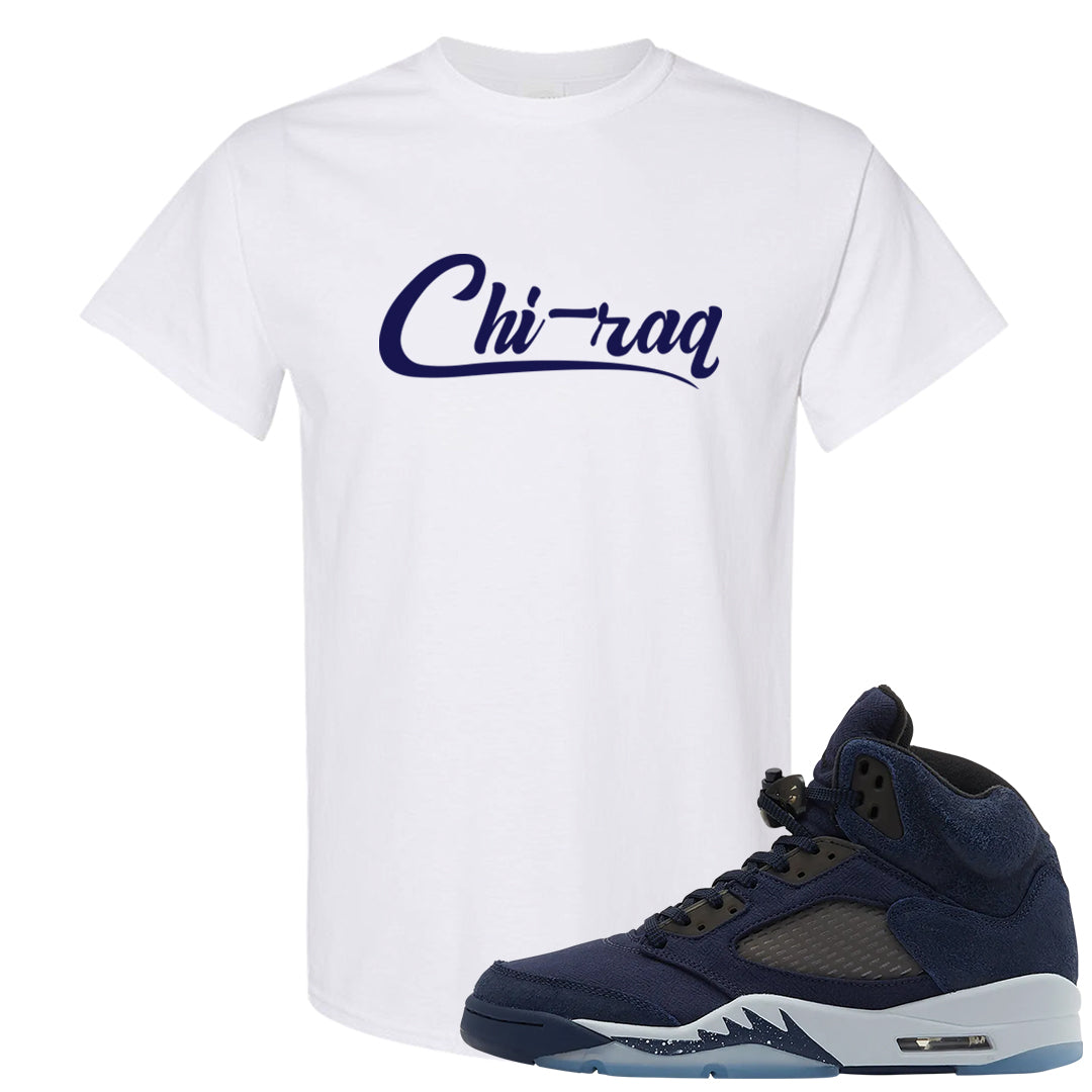 Midnight Navy 5s T Shirt | Chiraq, White