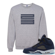 Midnight Navy 5s Crewneck Sweatshirt | Double Line 23, Ash