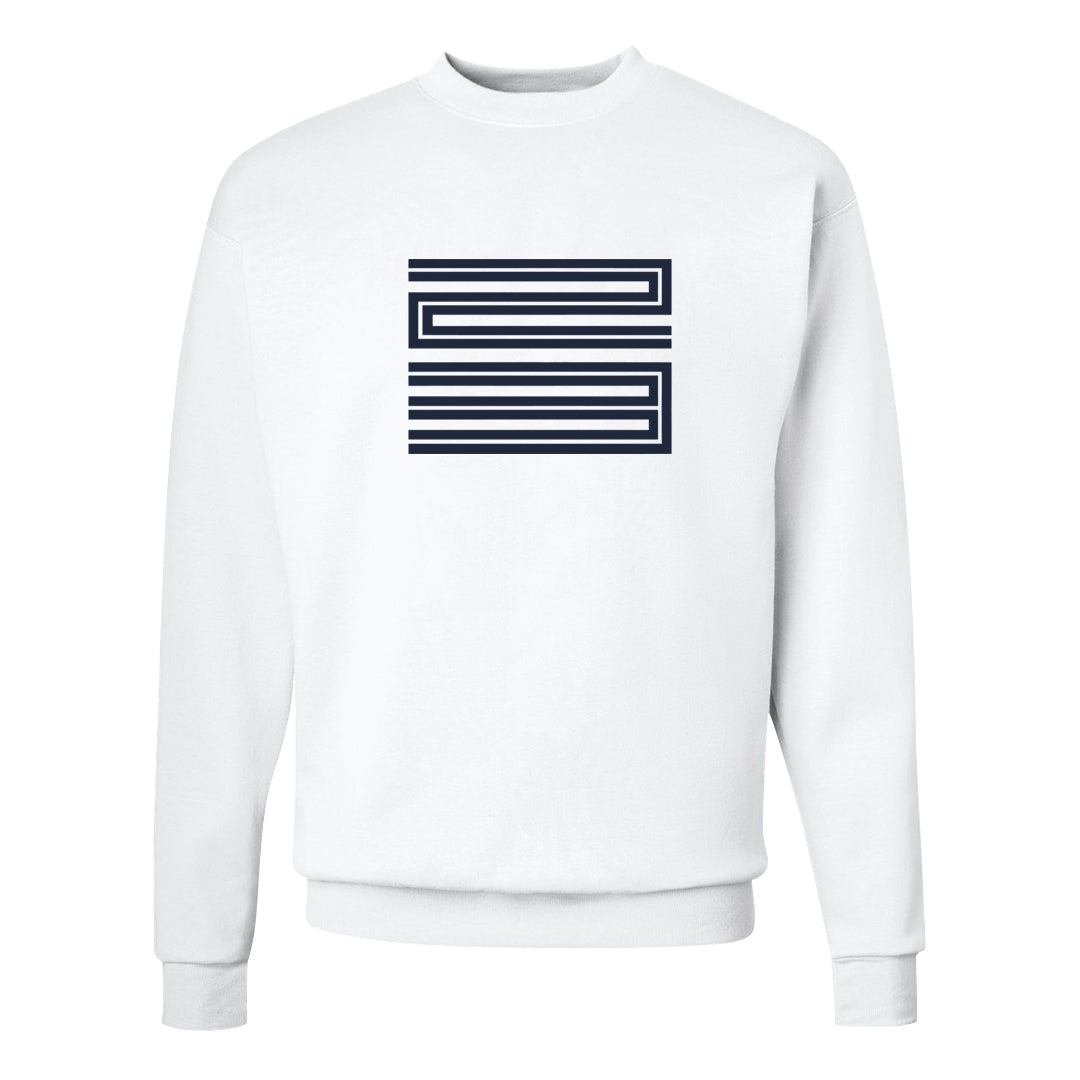 Midnight Navy 5s Crewneck Sweatshirt | Double Line 23, White