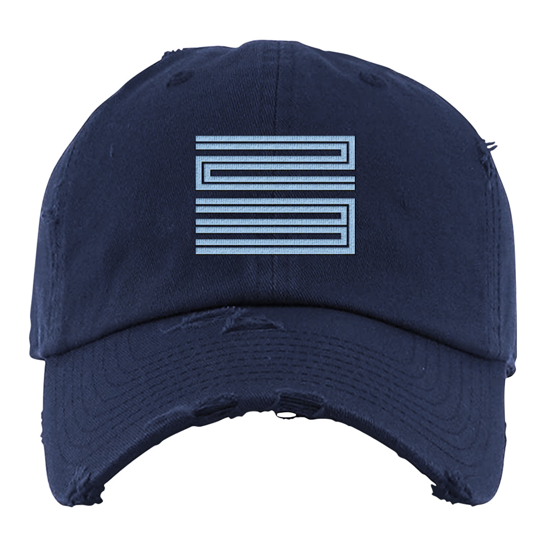 Midnight Navy 5s Distressed Dad Hat | Double Line 23, Navy