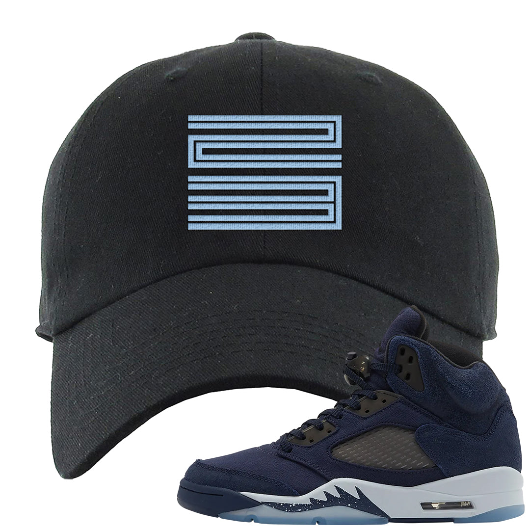 Midnight Navy 5s Dad Hat | Double Line 23, Black