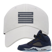 Midnight Navy 5s Dad Hat | Double Line 23, White