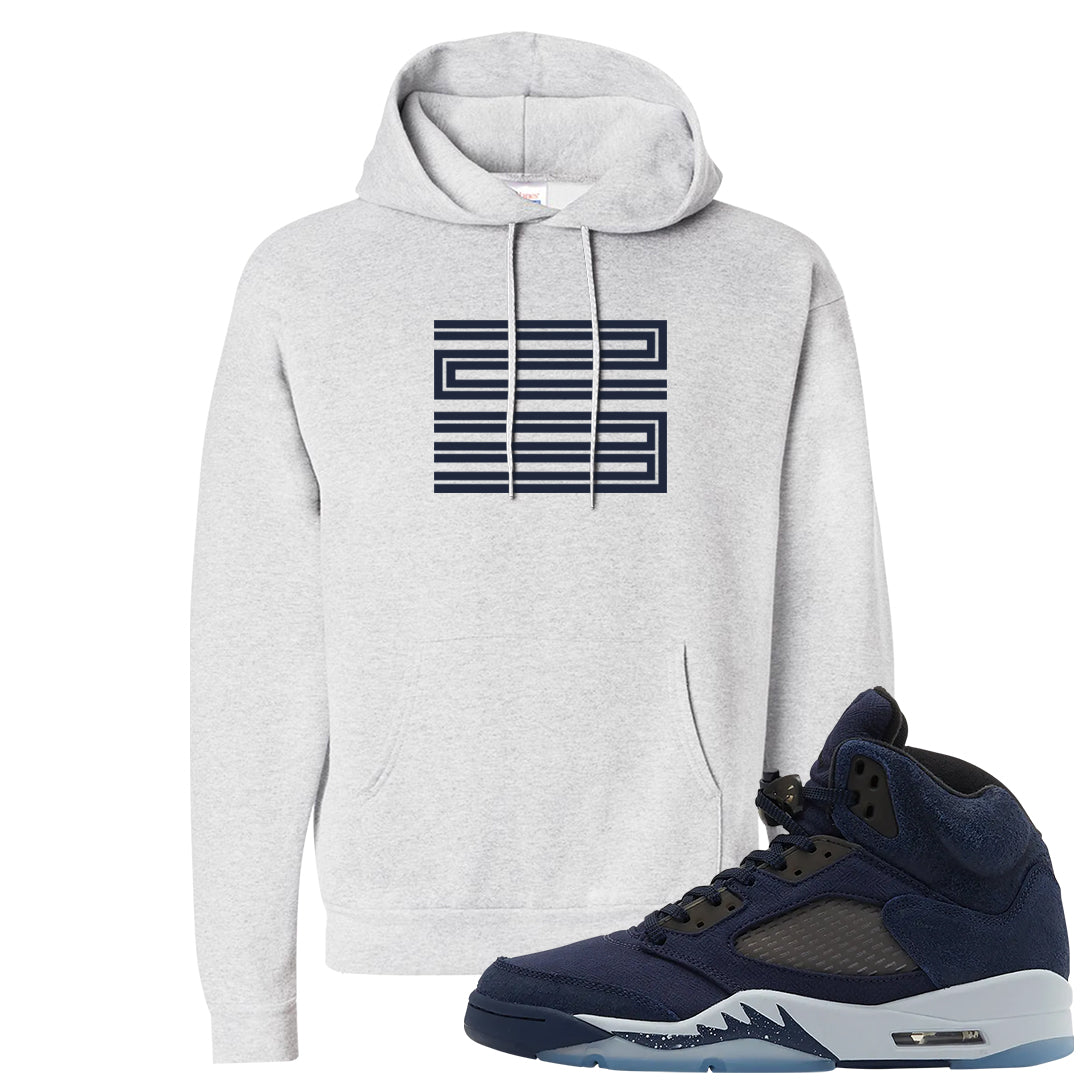Midnight Navy 5s Hoodie | Double Line 23, Ash