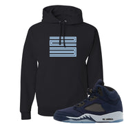 Midnight Navy 5s Hoodie | Double Line 23, Black