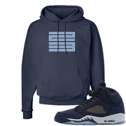 Midnight Navy 5s Hoodie | Double Line 23, Navy